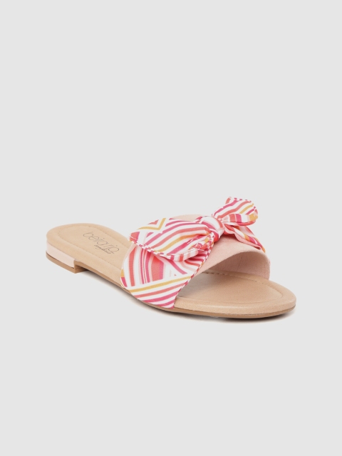 

BEIRA RIO Women Pink & White Striped Open Toe Flats