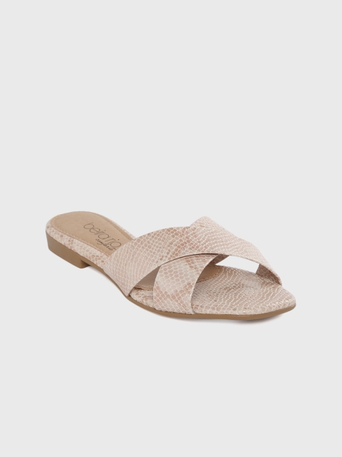 

BEIRA RIO Women Peach-Coloured Snakeskin Pattern Open Toe Flats