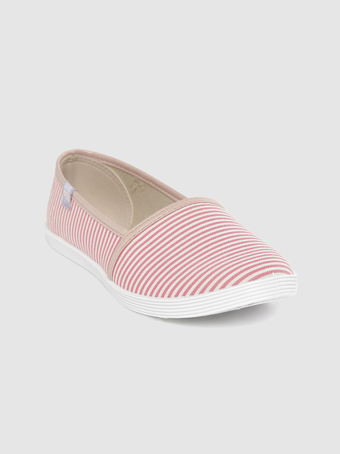 

BEIRA RIO Women Pink & White Striped Slip-On Sneakers