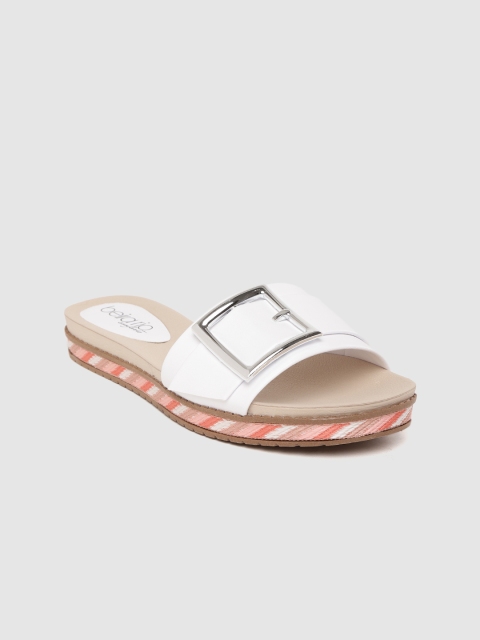 

BEIRA RIO Women White Solid Open Toe Flats with Buckle Detail