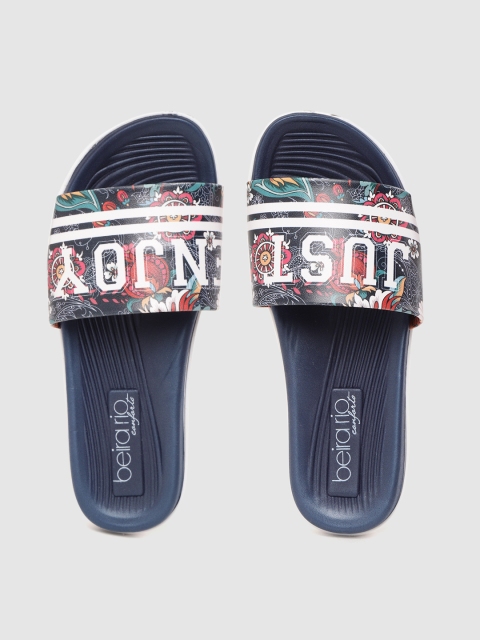 

BEIRA RIO Women Navy Blue & White Printed Open Toe Flats