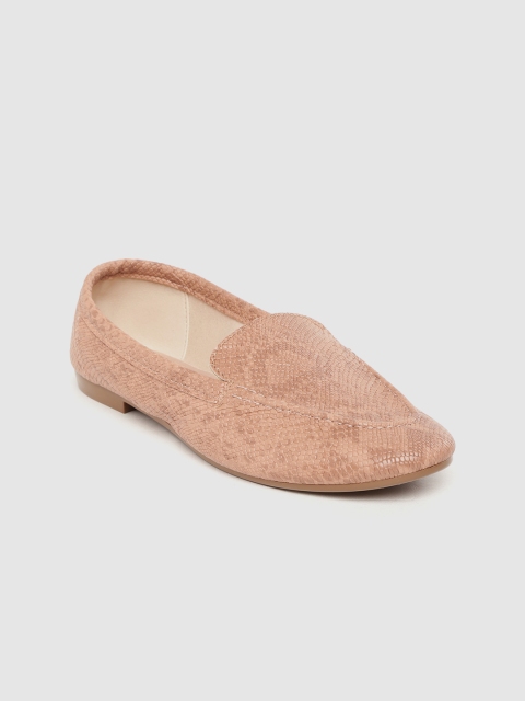 

BEIRA RIO Women Peach-Coloured Snakeskin-Textured Loafers