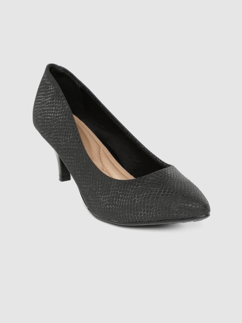 

BEIRA RIO Women Black Snakeskin-Textured Pumps