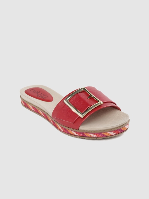 

BEIRA RIO Women Red Solid Open Toe Flats with Buckle Detail