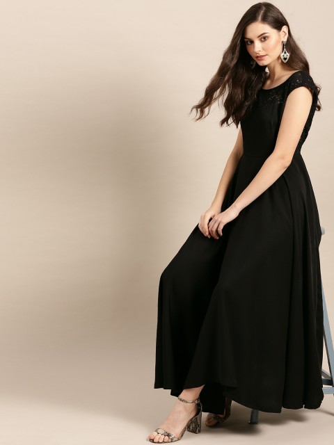 

AKS Couture Women Black Solid Maxi Dress