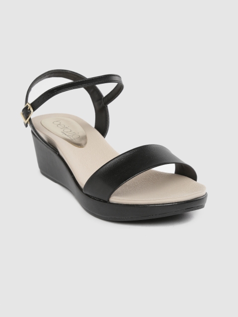 

BEIRA RIO Women Black Solid Wedges