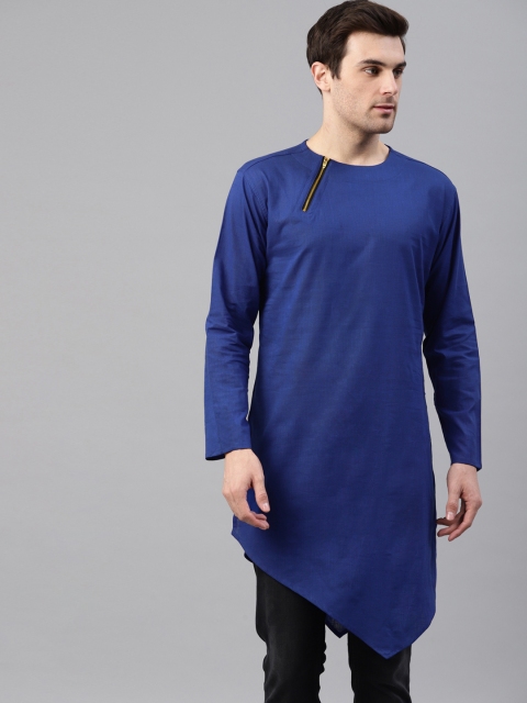

Svanik Men Blue Solid Straight Kurta