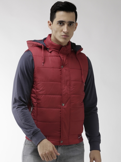 

Fort Collins Men Red Solid Hooded PaddedJacket