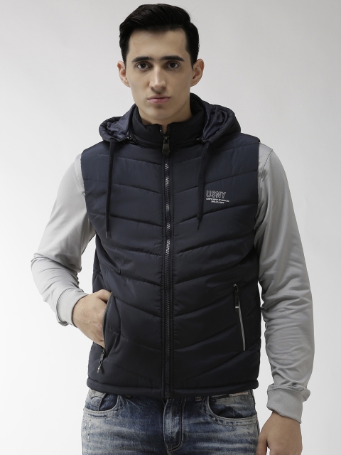 

Fort Collins Men Navy Blue Solid Hooded PaddedJacket