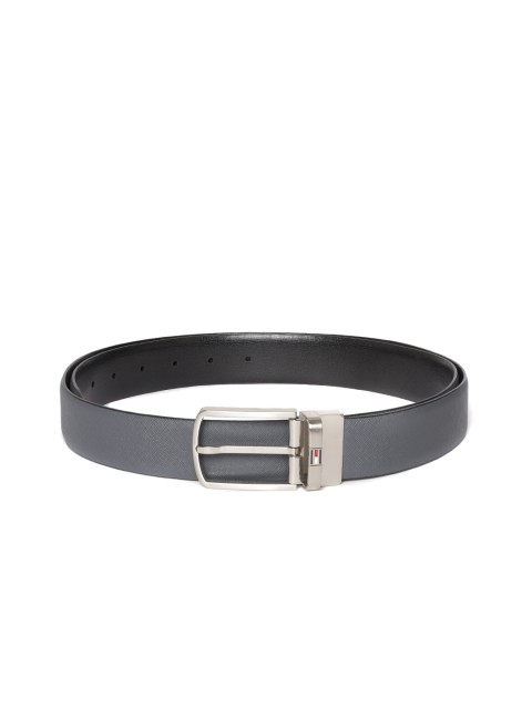 

Tommy Hilfiger Men Grey & Black Reversible Leather Belt