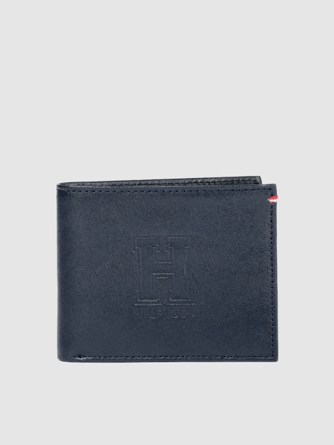 

Tommy Hilfiger Men Navy Blue Leather Solid Two Fold Wallet