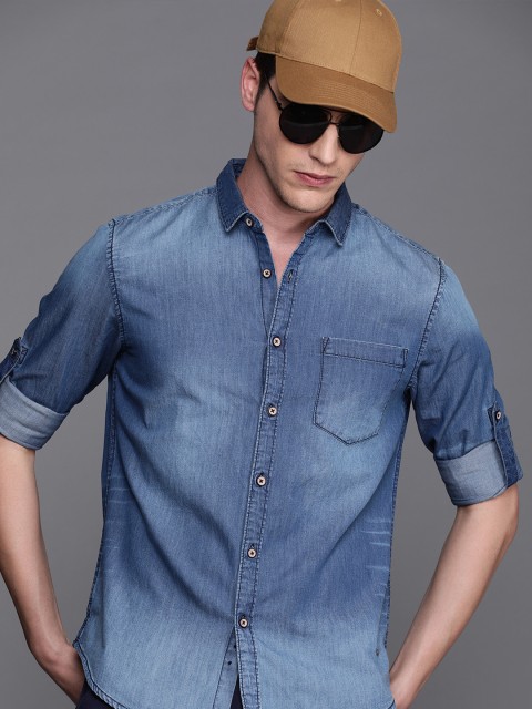 

Ducati Men Blue Slim Fit Faded Casual Denim Shirt