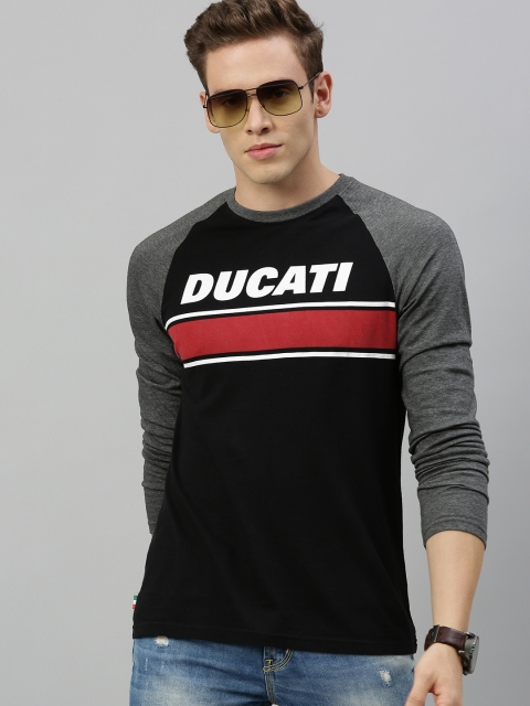 

Ducati Men Black & White Printed Slim Fit Round Neck T-shirt