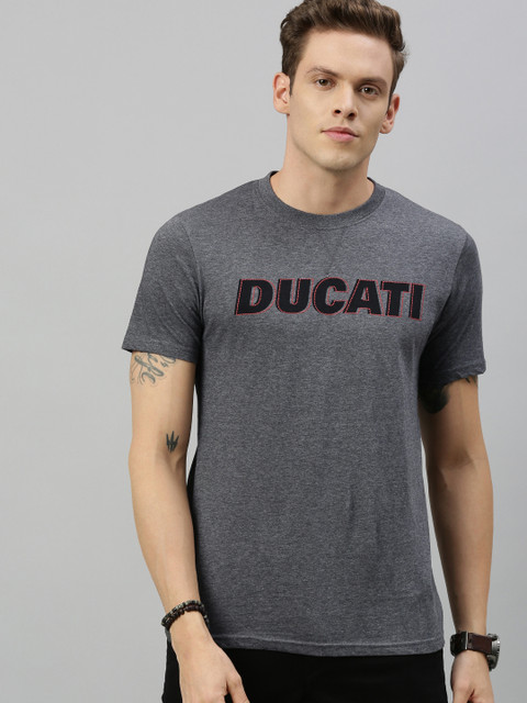 

Ducati Men Grey Printed Slim Fit Round Neck T-shirt