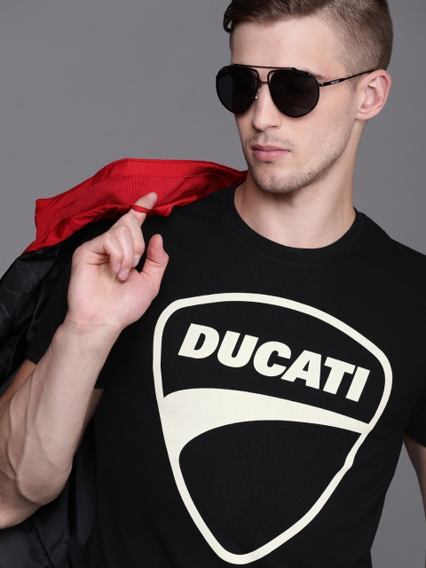 

Ducati Men Black & White Printed Round Neck T-shirt