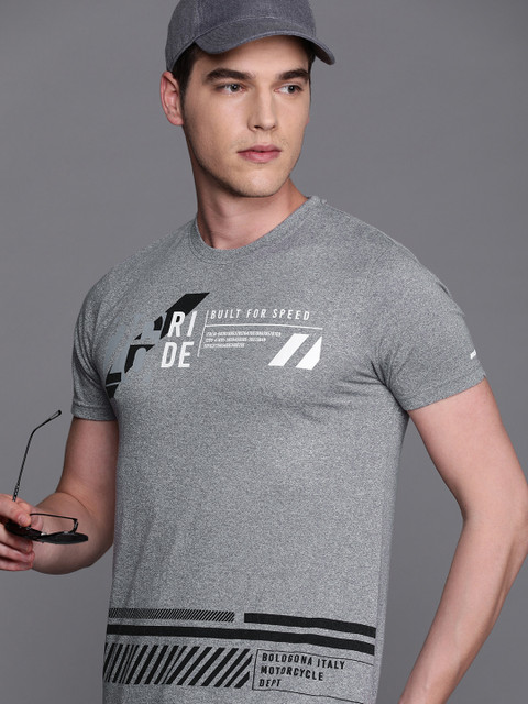 

Ducati Men Grey Melange Printed Round Neck T-shirt