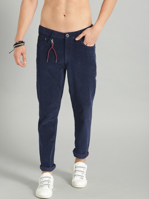 

The Roadster Lifestyle Co Men Navy Blue Solid Corduroy Trousers
