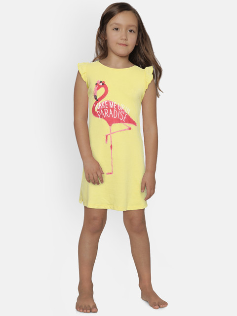 

Sweet Dreams Yellow & Pink Flamingo Print Nightdress
