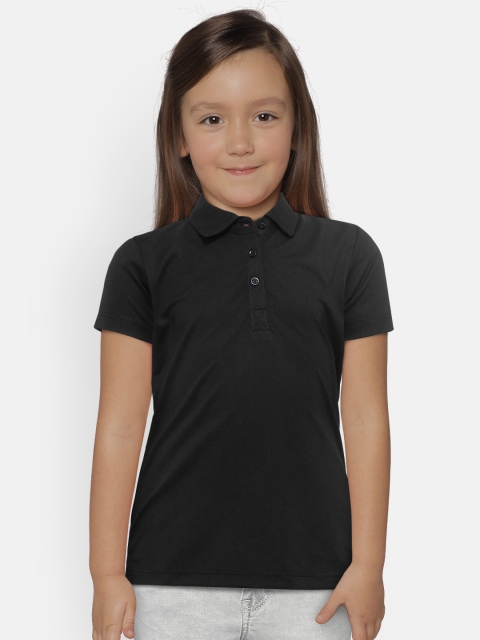 

Sweet Dreams Girls Black Solid Polo Collar T-shirt