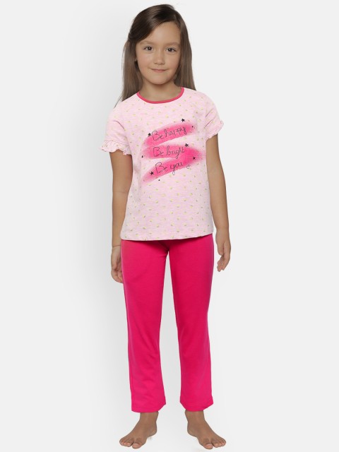 

Sweet Dreams Girls Pink Printed Night suit