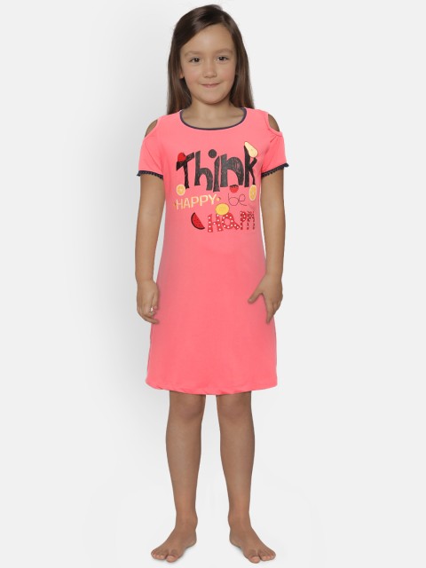 

Sweet Dreams Coral Pink Printed Nightdress