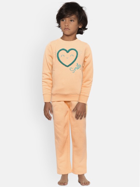 

Sweet Dreams Girls Peach-Coloured Self-Design Tracksuit
