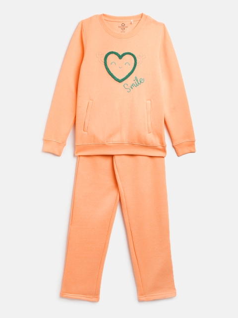 

Sweet Dreams Girls Peach-Coloured Self-Design Tracksuit