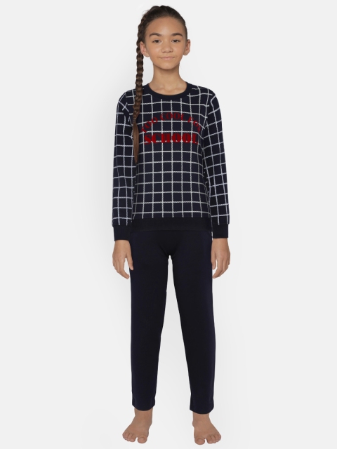 

Sweet Dreams Girls Navy Blue & White Checked Night Suit