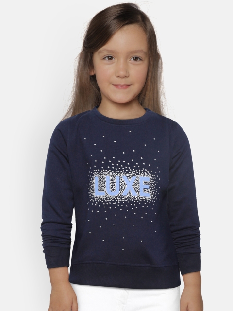 

Sweet Dreams Girls Navy Blue Printed Sweatshirt