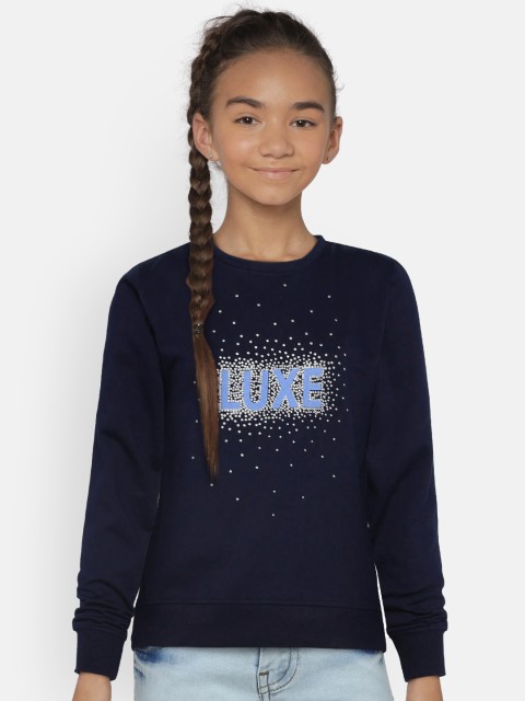 

Sweet Dreams Girls Navy Blue Printed Sweatshirt
