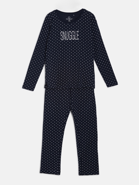 

Sweet Dreams Girls Navy Blue Printed Night suit