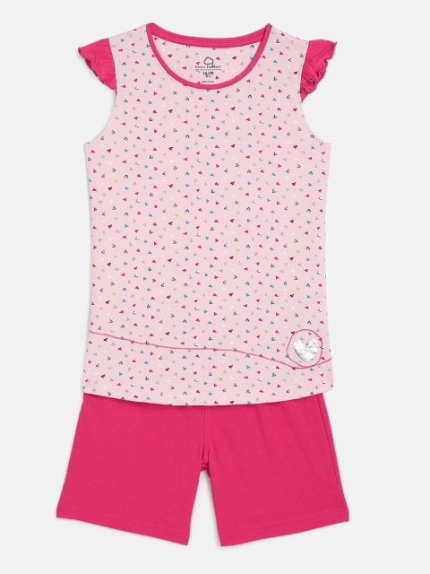 

Sweet Dreams Girls Pink Printed Night suit