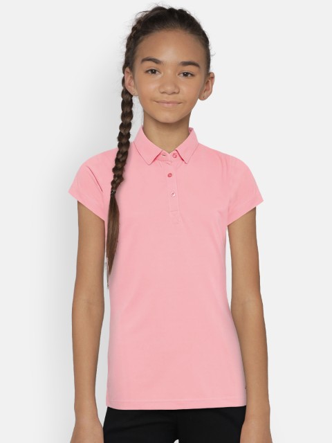 

Sweet Dreams Girls Pink Solid Polo Collar T-shirt