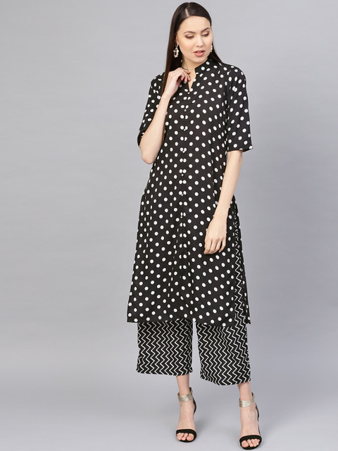 

SIRIKIT Women Black & White Printed Kurta with Palazzos