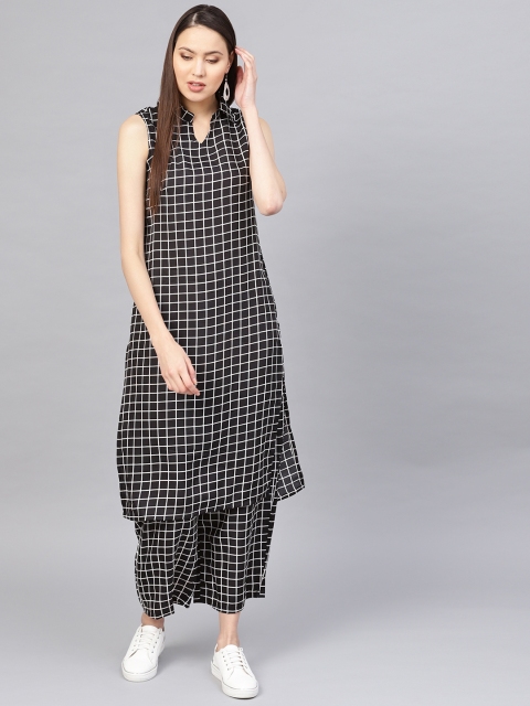 

SIRIKIT Women Black & White Checked Kurta with Palazzos