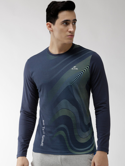 

Alcis Men Navy Blue Printed Round Neck Training T-shirt
