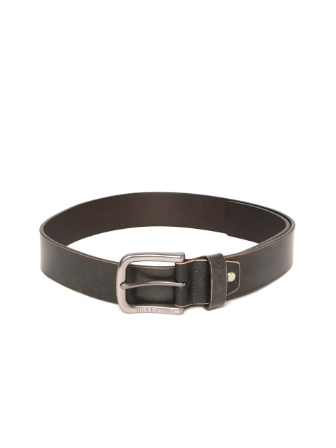 

Woodland Men Olive Brown Leather Solid Belt