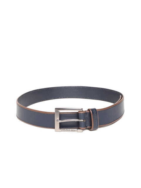 

Woodland Men Navy Blue Solid Leather Belt