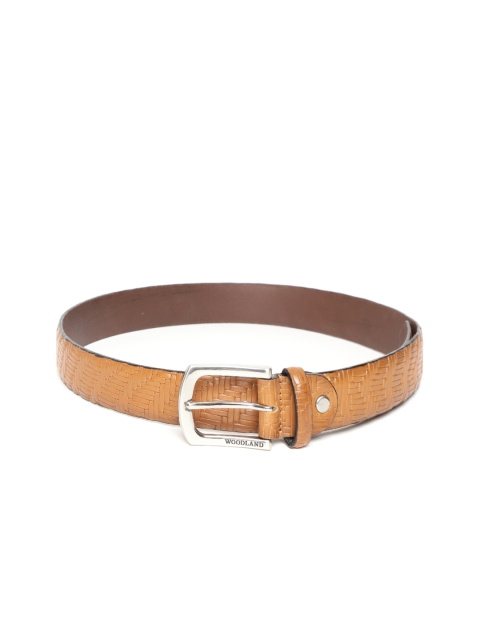 

Woodland Men Tan Brown Textured Leather Belt
