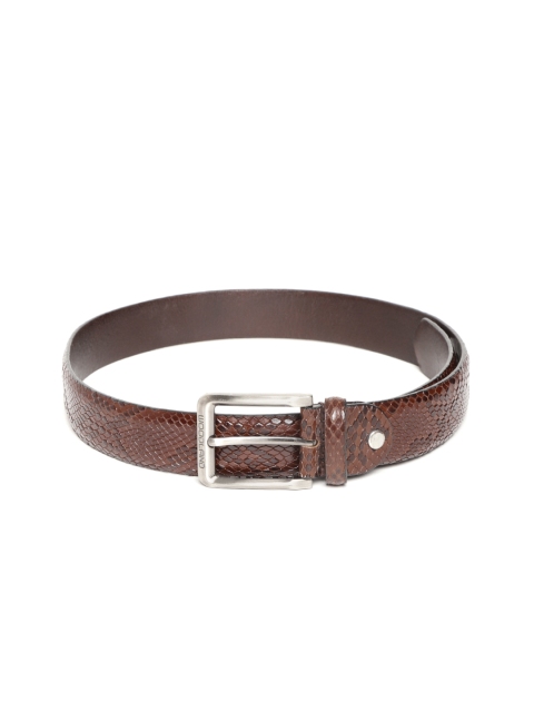 

Woodland Men Brown Leather Snakeskin Textured Belt