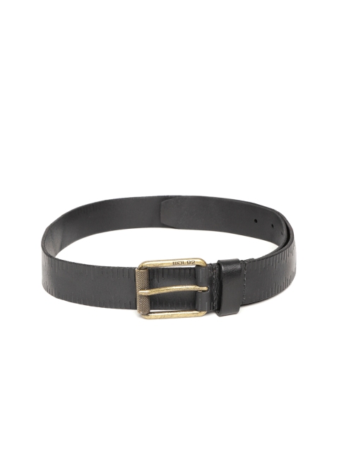 

Woodland Men Black Textured Leather Belt