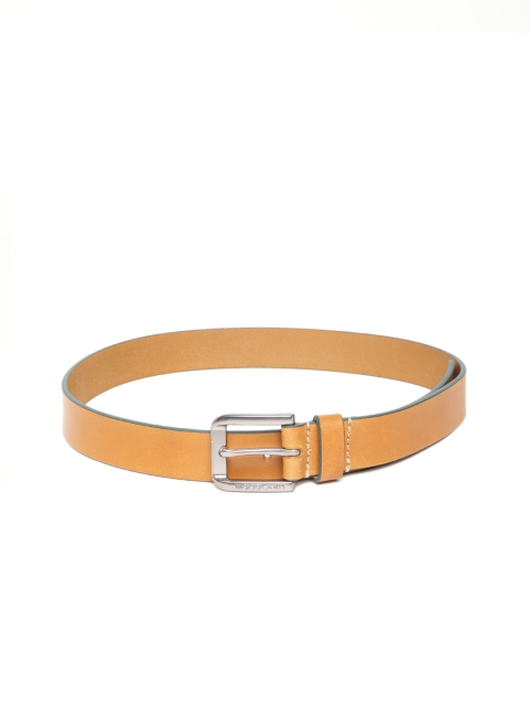 

Woodland Men Mustard Yellow Solid Leather Belt