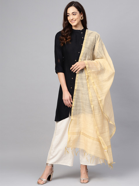 

Meeranshi Cream-Coloured Woven Design Dupatta