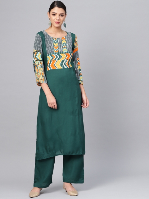 

Meeranshi Women Green Printed Kurta with Palazzos