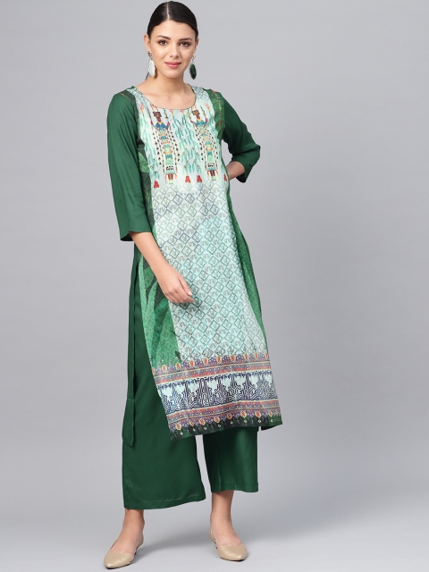 

Meeranshi Women Green Printed Kurta with Palazzos