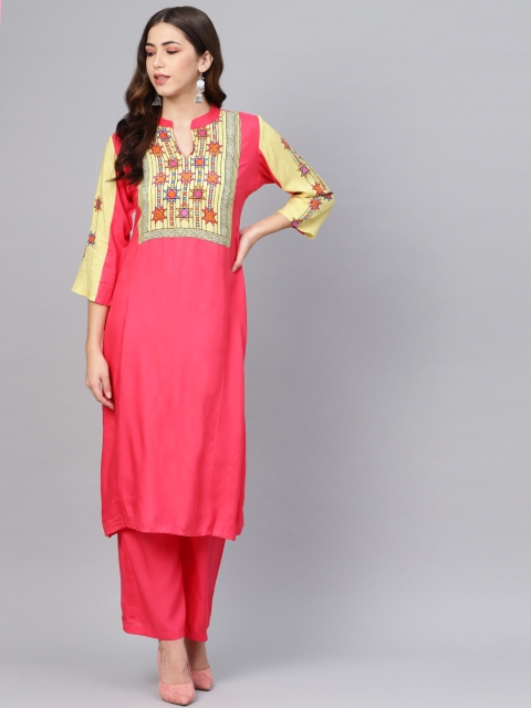 

Meeranshi Women Pink Printed Kurta with Palazzos