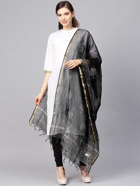 

Meeranshi Black & White Printed Dupatta
