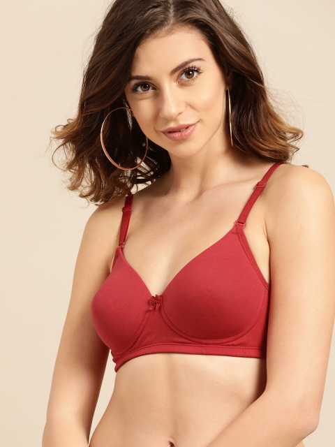 

DressBerry Maroon Solid Non-Wired Lightly Padded Everyday Bra DB-SP-BRA-001E