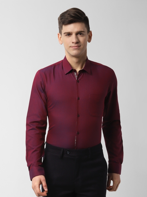 

Peter England Men Maroon Slim Fit Self Design Casual Shirt