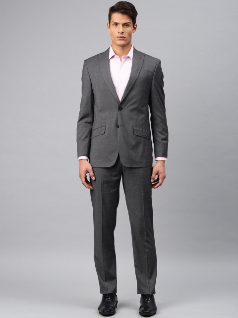 

Peter England Men Grey Self Checked Single-Breasted Tailored Fit Formal Suit